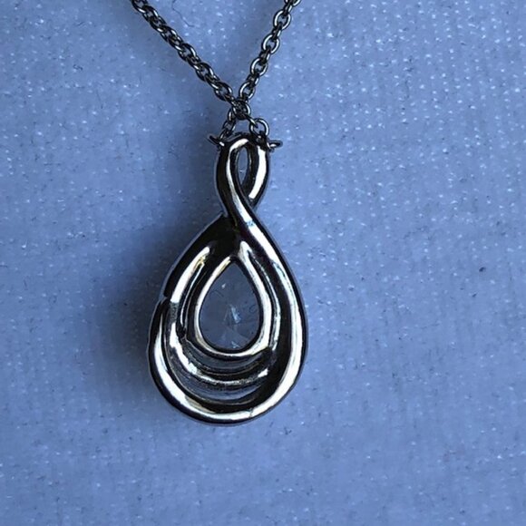 N Hallmark Silver CZ Teardrop Cluster Infinity Necklace - Picture 14 of 16
